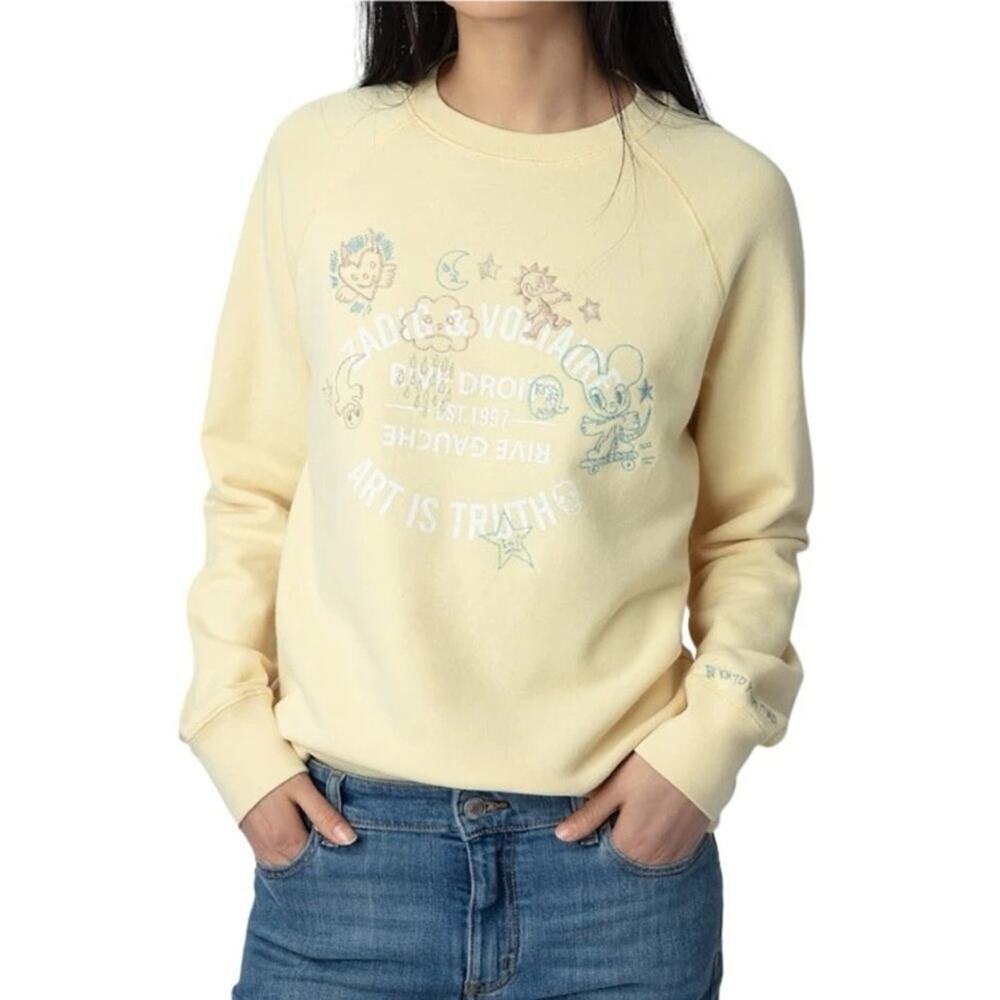 NWT Zadig & Voltaire M Upper Insignia Light Yellow Embroidered Sweatshirt
